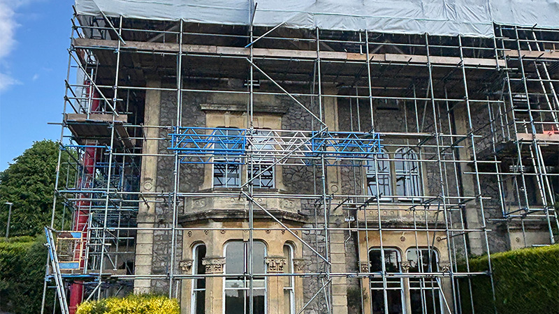 building with scaffolding around it